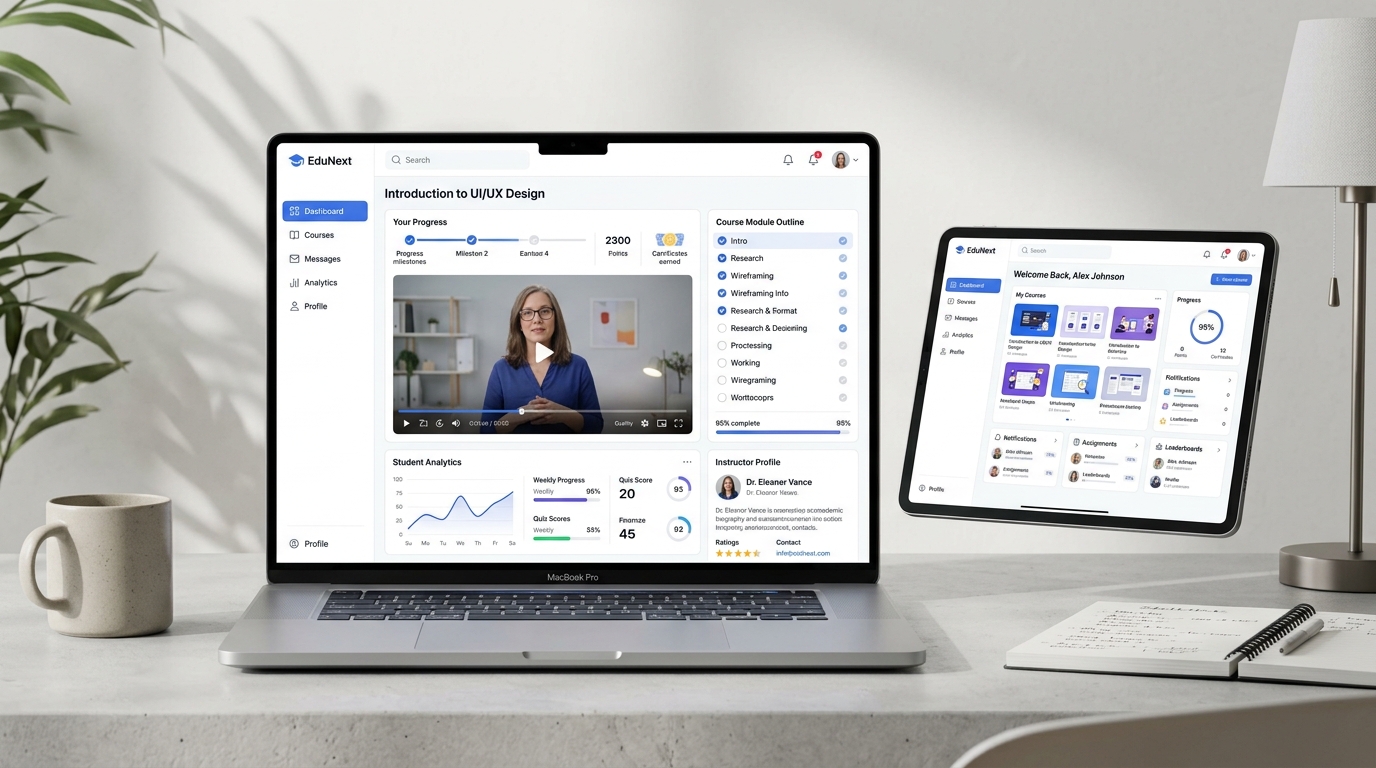 EduNext e-learning platform and LMS web application by Loop Universe