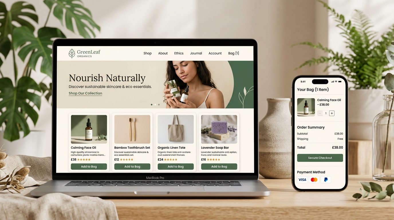GreenLeaf sustainable e-commerce website design and development by Loop Universe