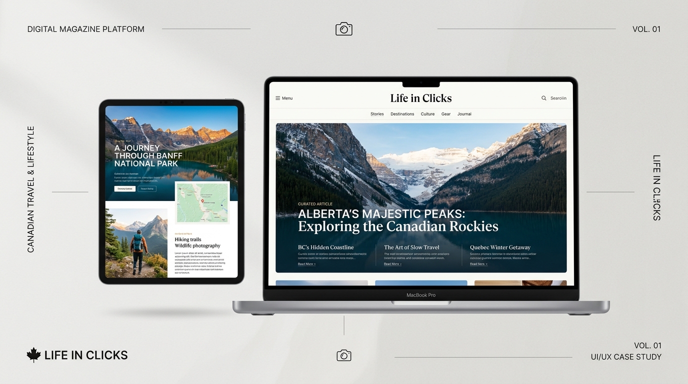 Life in Clicks travel platform website design and UI/UX by Loop Universe